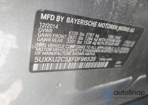 2015 BMW X6 xDrive35I из США, поврежденный, VIN 5UXKU2C5XF0F96535